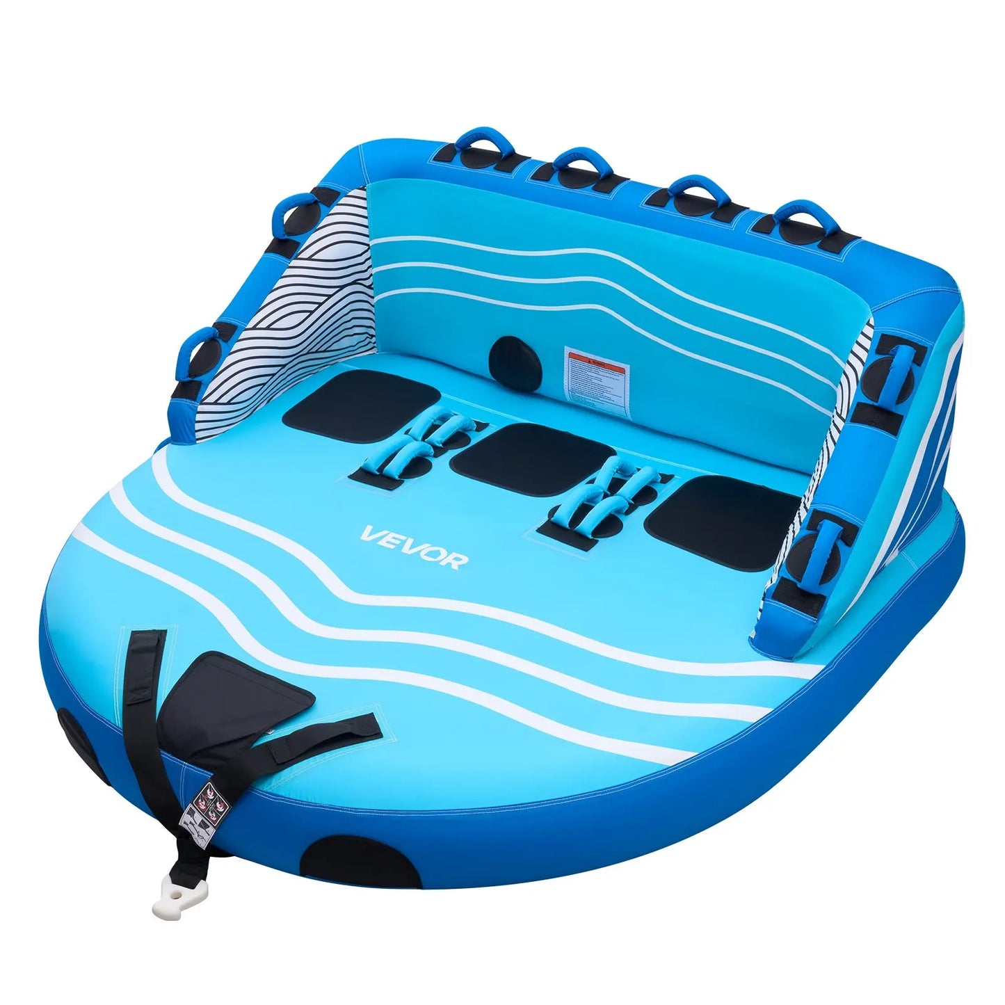 VEVOR 3 Rider Towable Tube for Boating D Shaped Backrest