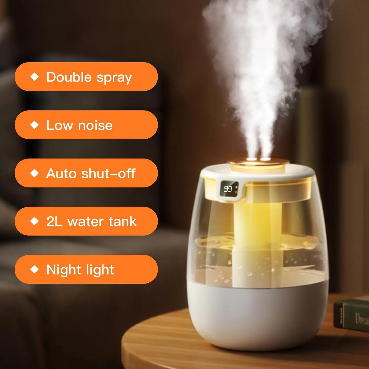 Double Spray Humidifier USB Powered Mist For Rooms