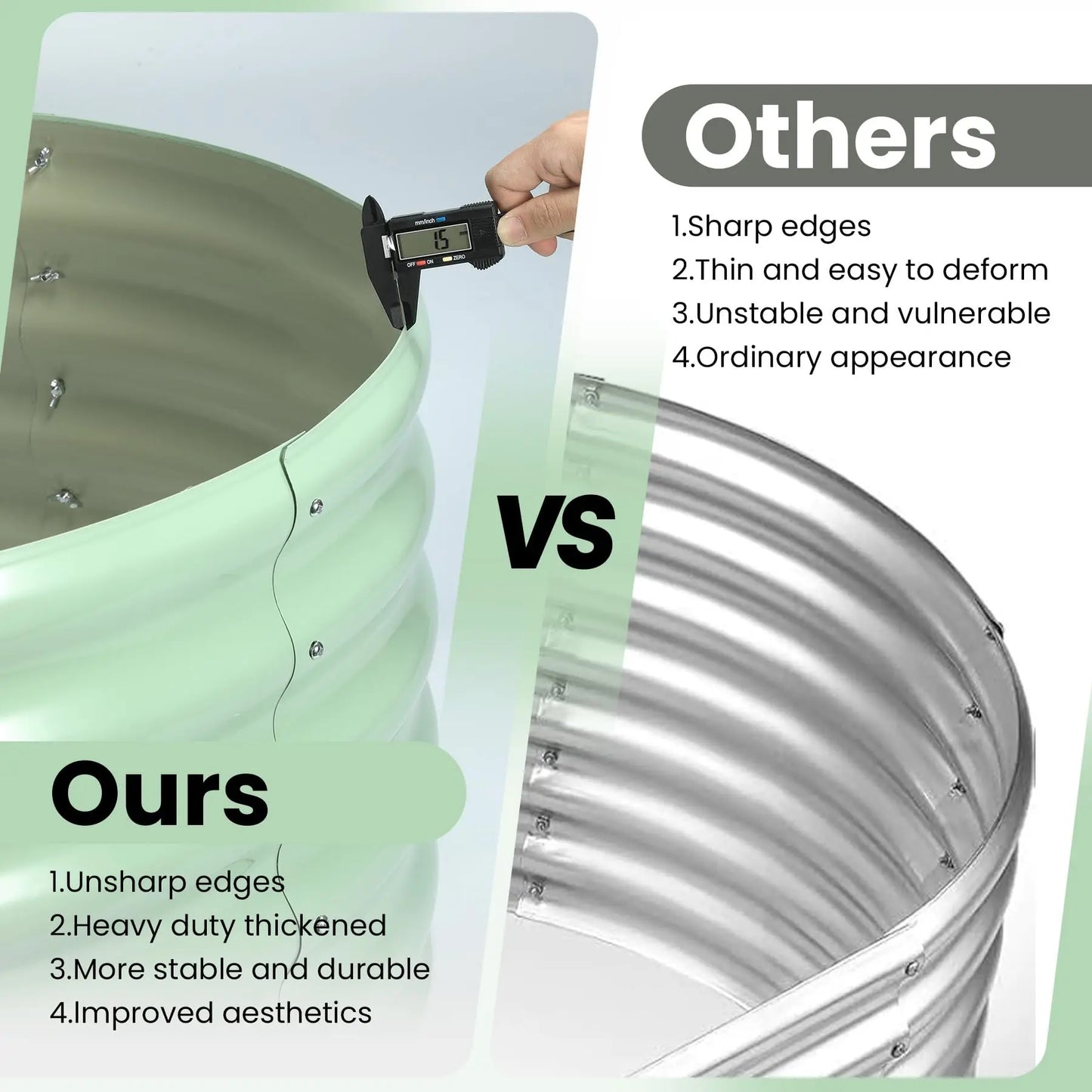 2 Pack Oval Galvanized Steel Raised Garden Bed Open Base