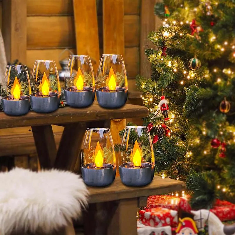 Solar Candle Lights Deck 6 Pack LED Outdoor Night Lighting