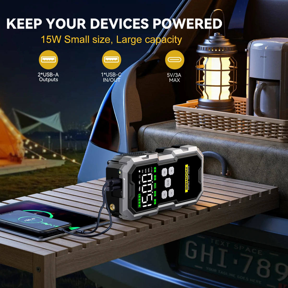 7000A Car Jump Starter With Air Compressor 12V Battery Booster