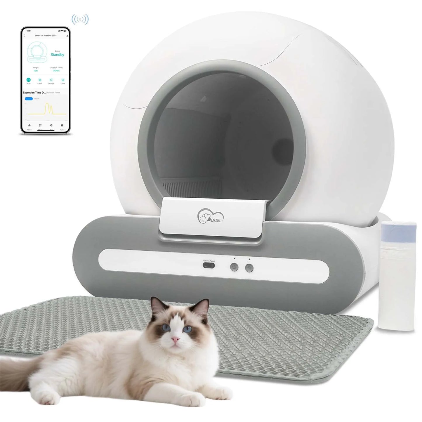 App Controlled Self Cleaning Cat Litter Box With WiFi Connection