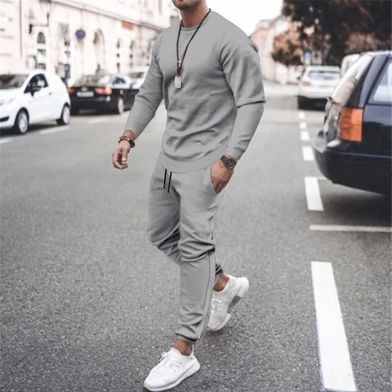 Men Running Track Suit Set Sweatshirt and Sweatpants Polyester Spandex
