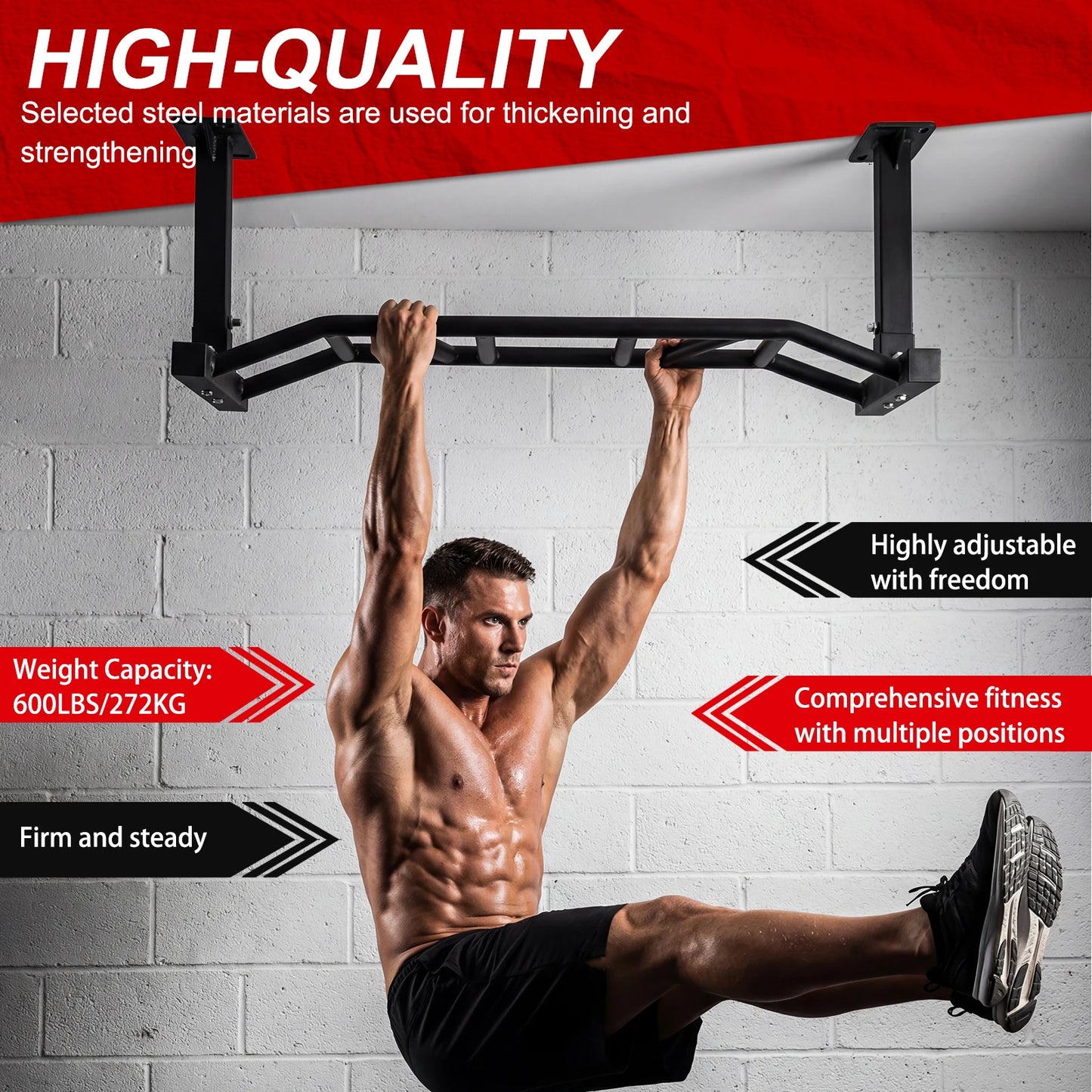 Ceiling Mount Pull Up Bar With Adjustable Height 600Lb Capacity