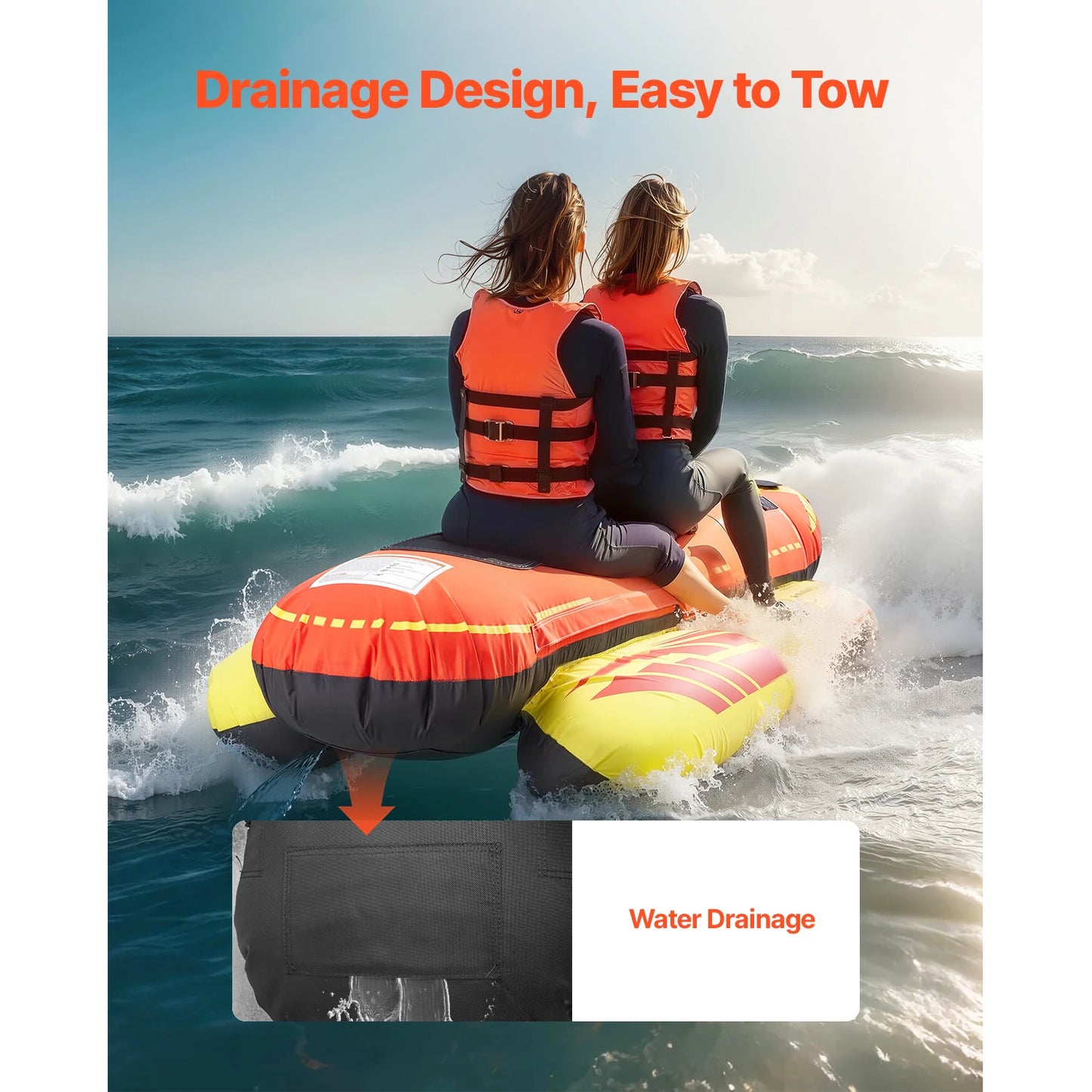 SucceBuy Inflatable Towable Boating Tubes Up To 3 Riders