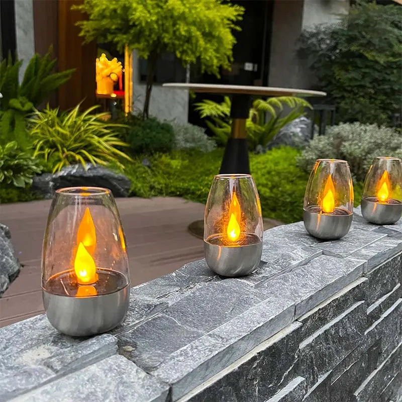 Solar Candle Lights Deck 6 Pack LED Outdoor Night Lighting