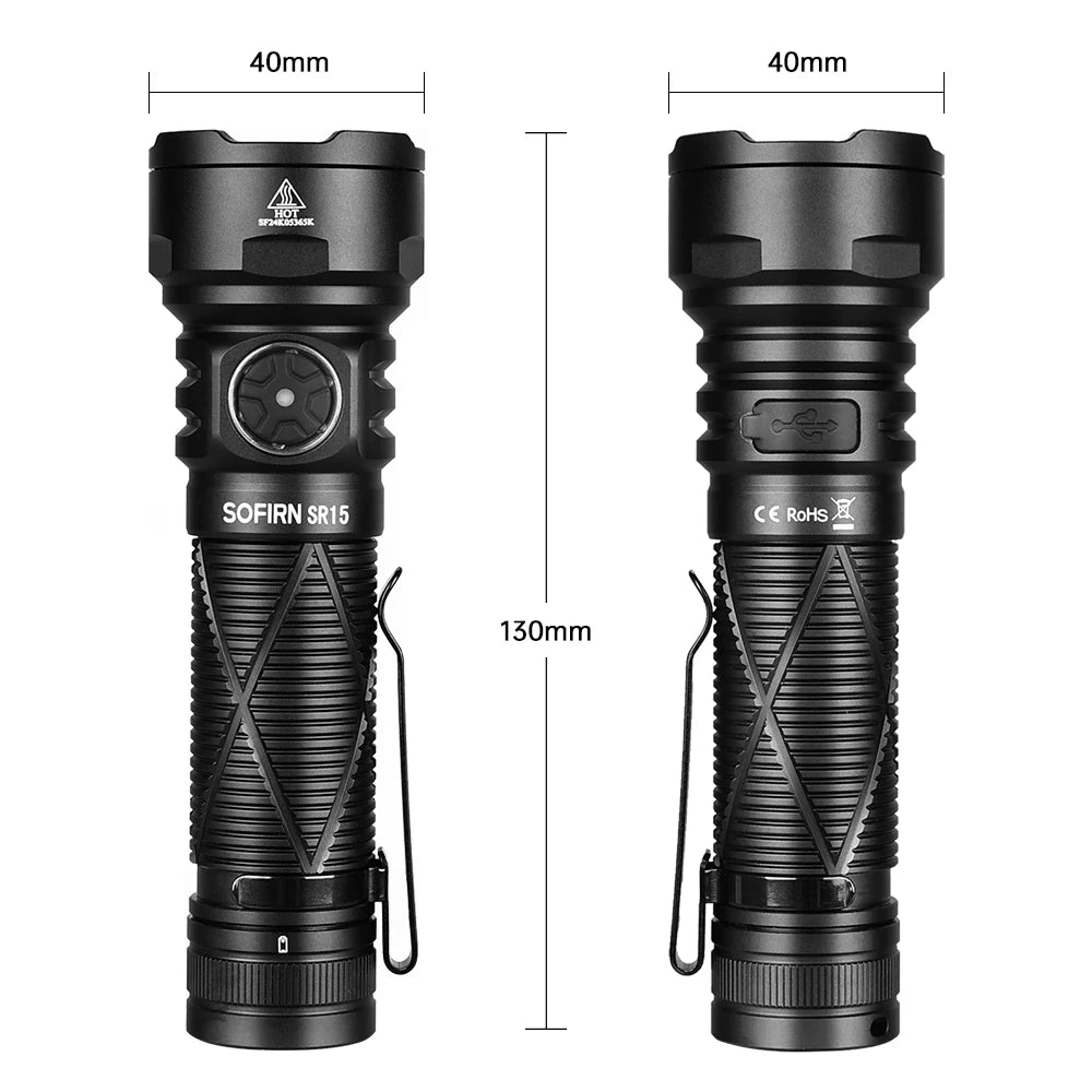 Sofirn SR15 4500LM LED Flashlight Camping Hiking Outdoor