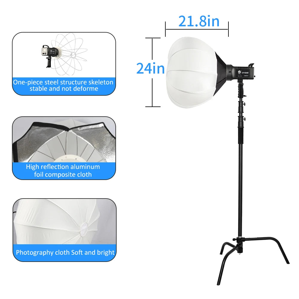 Globe Lantern Softbox Diffuser 65cm 115W Lighting For Film Video