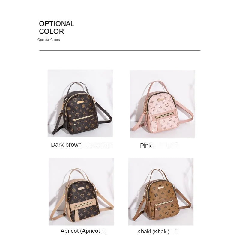 Flower Print Backpack For Women Fashion PU Material School Bag