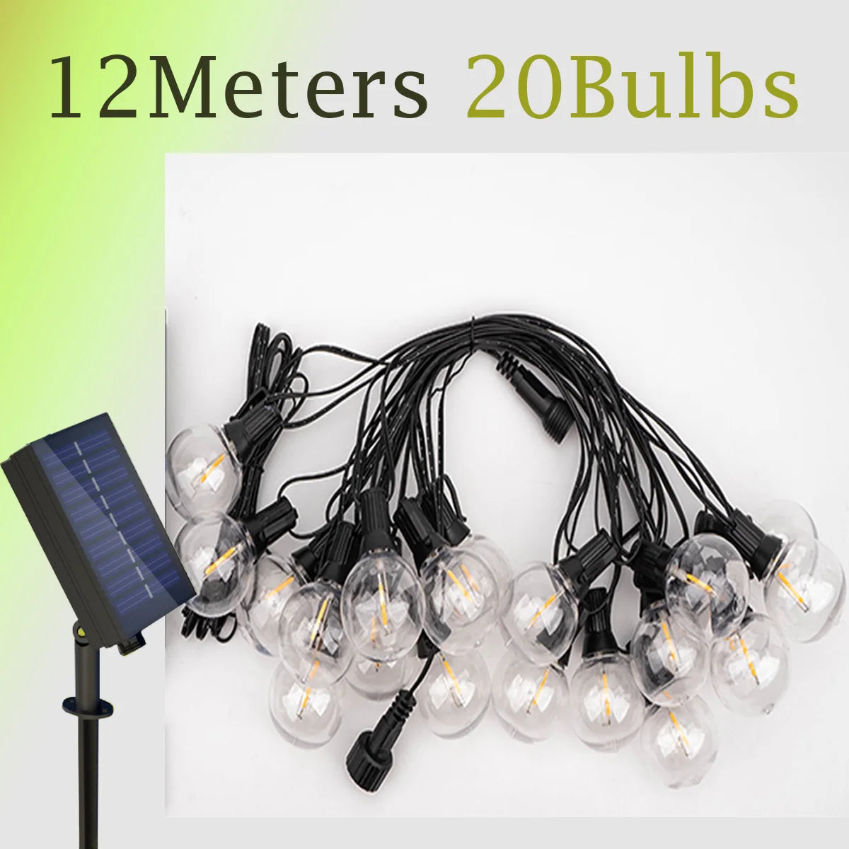 Outdoor G40 LED String Lights Waterproof Solar Powered Copper Body