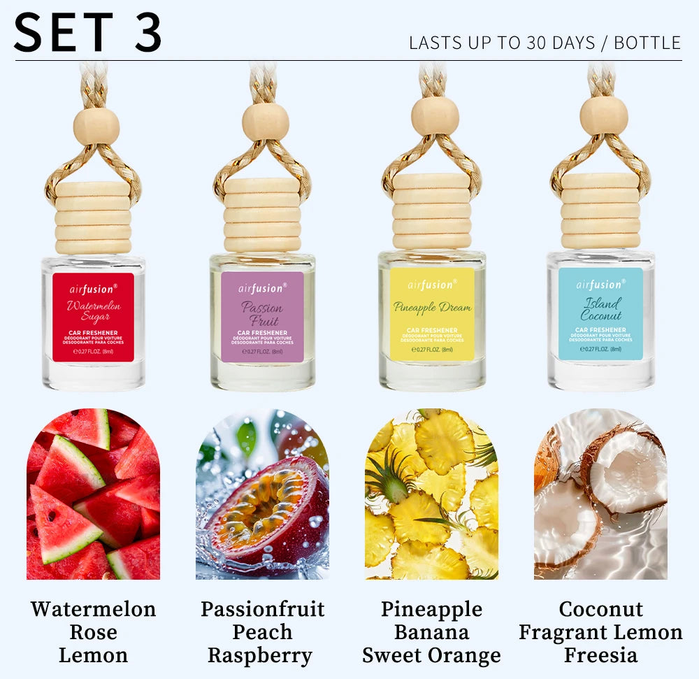 4 Pack Hanging Car Air Freshener Diffuser Premium Scent