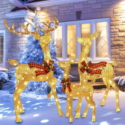 3-Piece Large Deer Family - Lighted Christmas 3D Reindeer