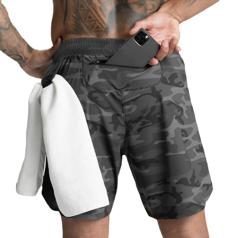 Mens Quick Dry Running Shorts Polyester Solid Pattern