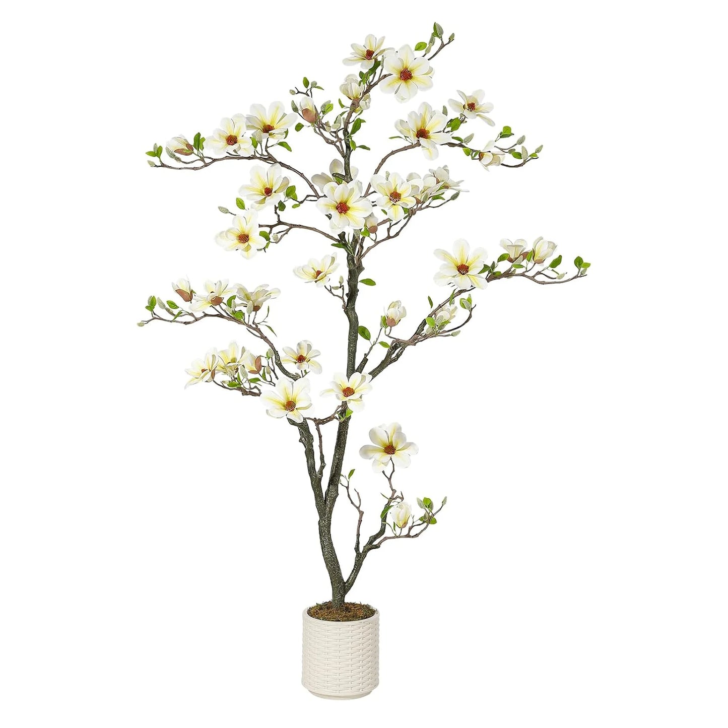 Artificial Magnolia Plant With LED Lights Faux Flower Tree Decor