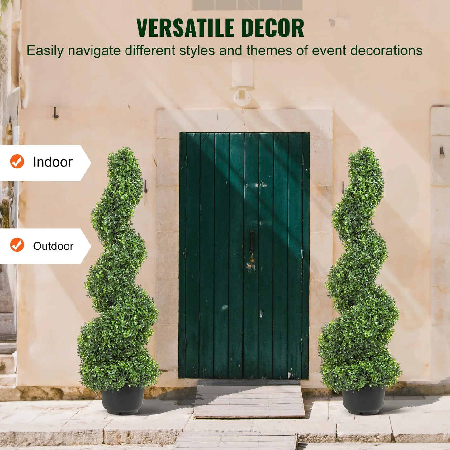SucceBuy Artificial Boxwood Topiary Spiral Tower For Outdoor Decor