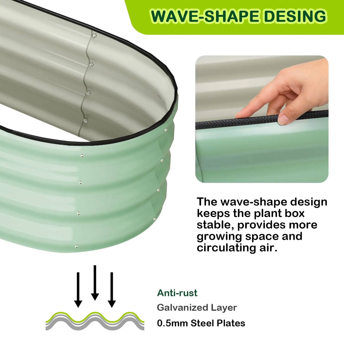 2 Pack Oval Galvanized Steel Raised Garden Bed Open Base