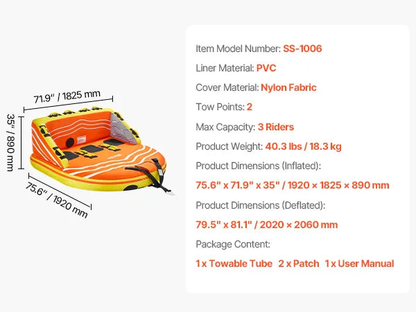 SucceBuy Towable Tube For Boating And Water Sports