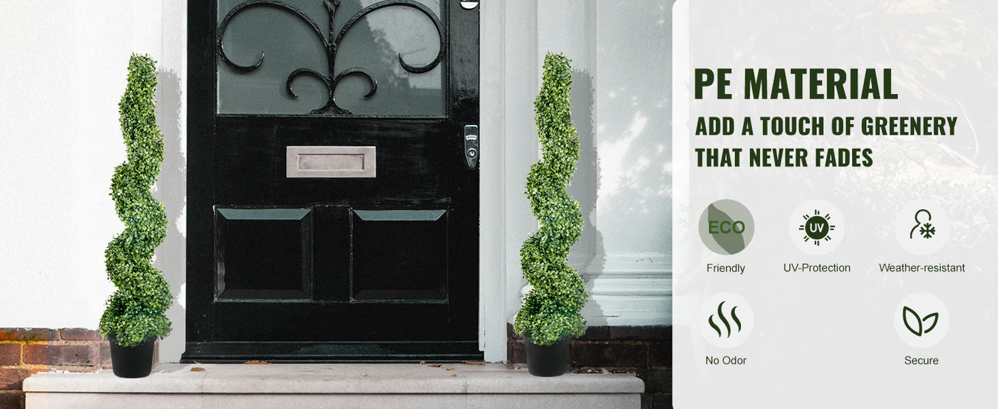 SucceBuy Artificial Boxwood Topiary Spiral Tower For Outdoor Decor