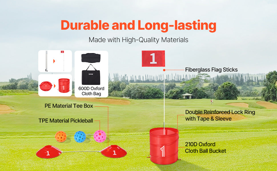 SucceBuy Kids Backyard Golf Game 3 Hole Portable Bucket Course