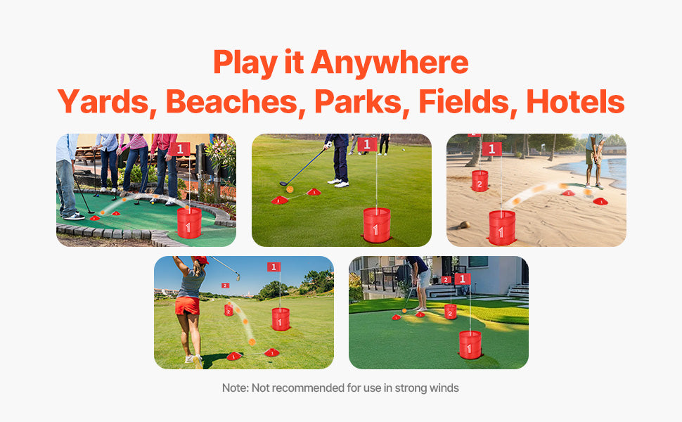 SucceBuy Kids Backyard Golf Game 3 Hole Portable Bucket Course