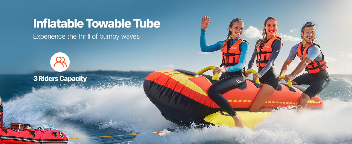 SucceBuy Inflatable Towable Boating Tubes Up To 3 Riders